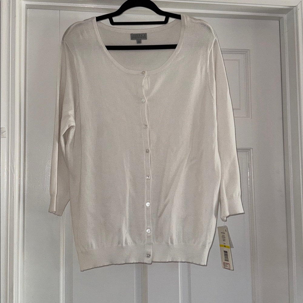 NWT Joseph A. Women's White Button-Up Sweater